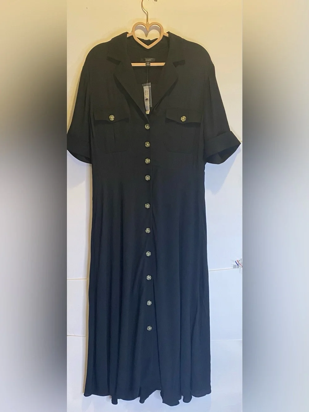J CREWUniversal Thread Black Maxi Button-Front Shirt Dress with Chest Pockets🖤✨ - Picture 6 of 15